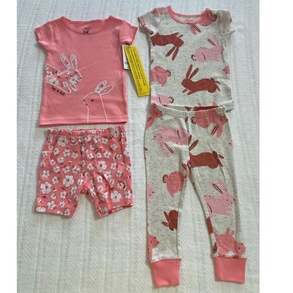 CARTER'S Baby Girl 12M 4-Piece Cotton Pajama Set - Picture 1 of 7